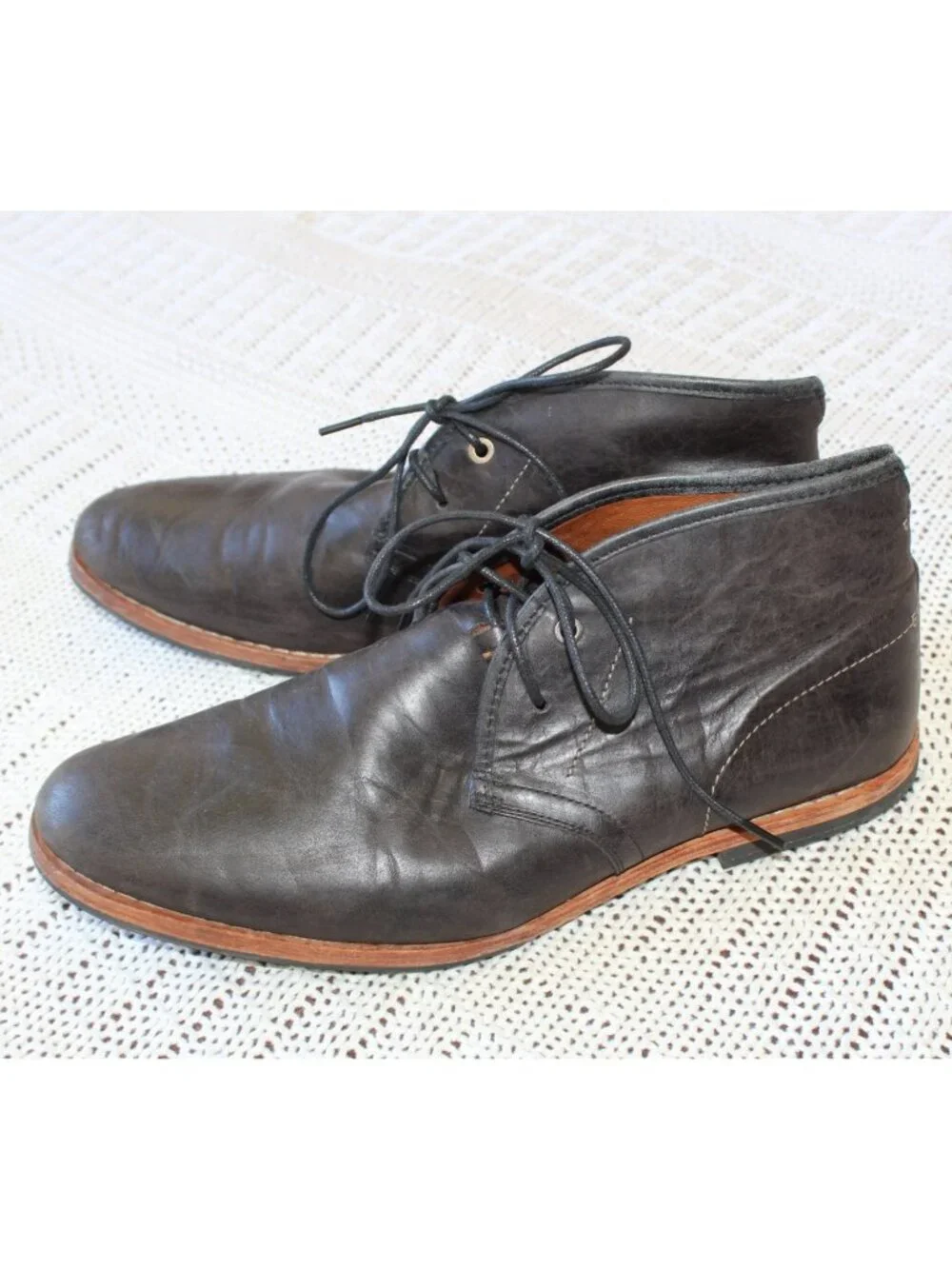Timberland Wodehouse Chukka Boots Size 12 US faded Black Leather Lace up Men's